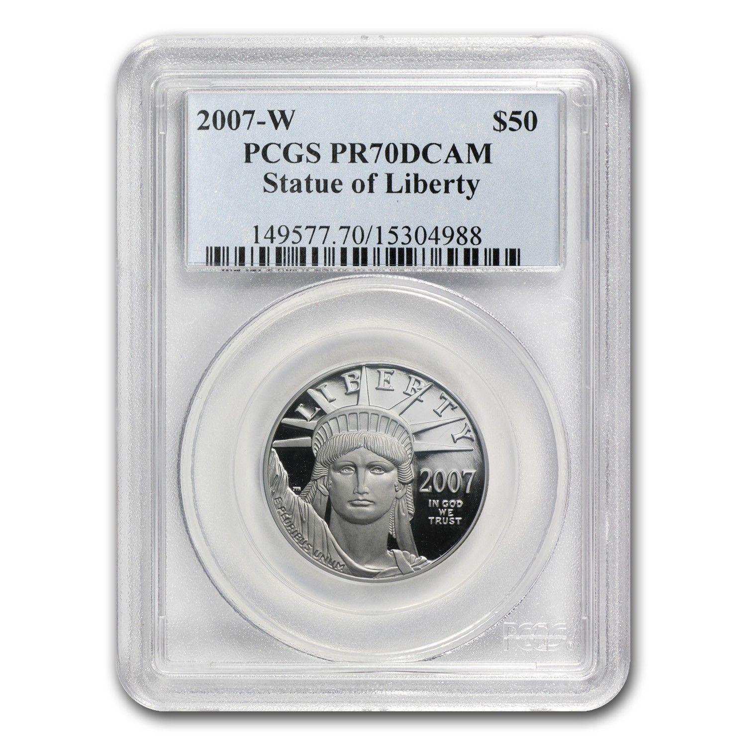 2007-W 1/2オンス プルーフ アメリカン プラチナ イーグル PR-70 DCAM