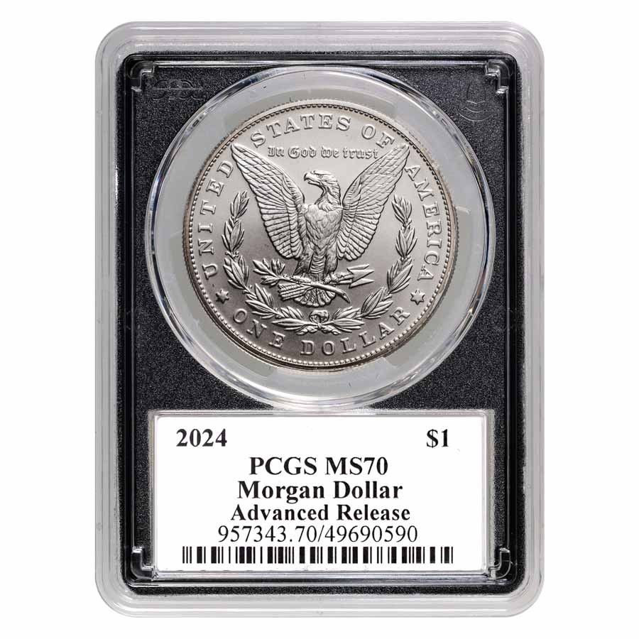 2024年 シルバー モルガン ダラー MS-70 PCGS (AR、ブラックラベル