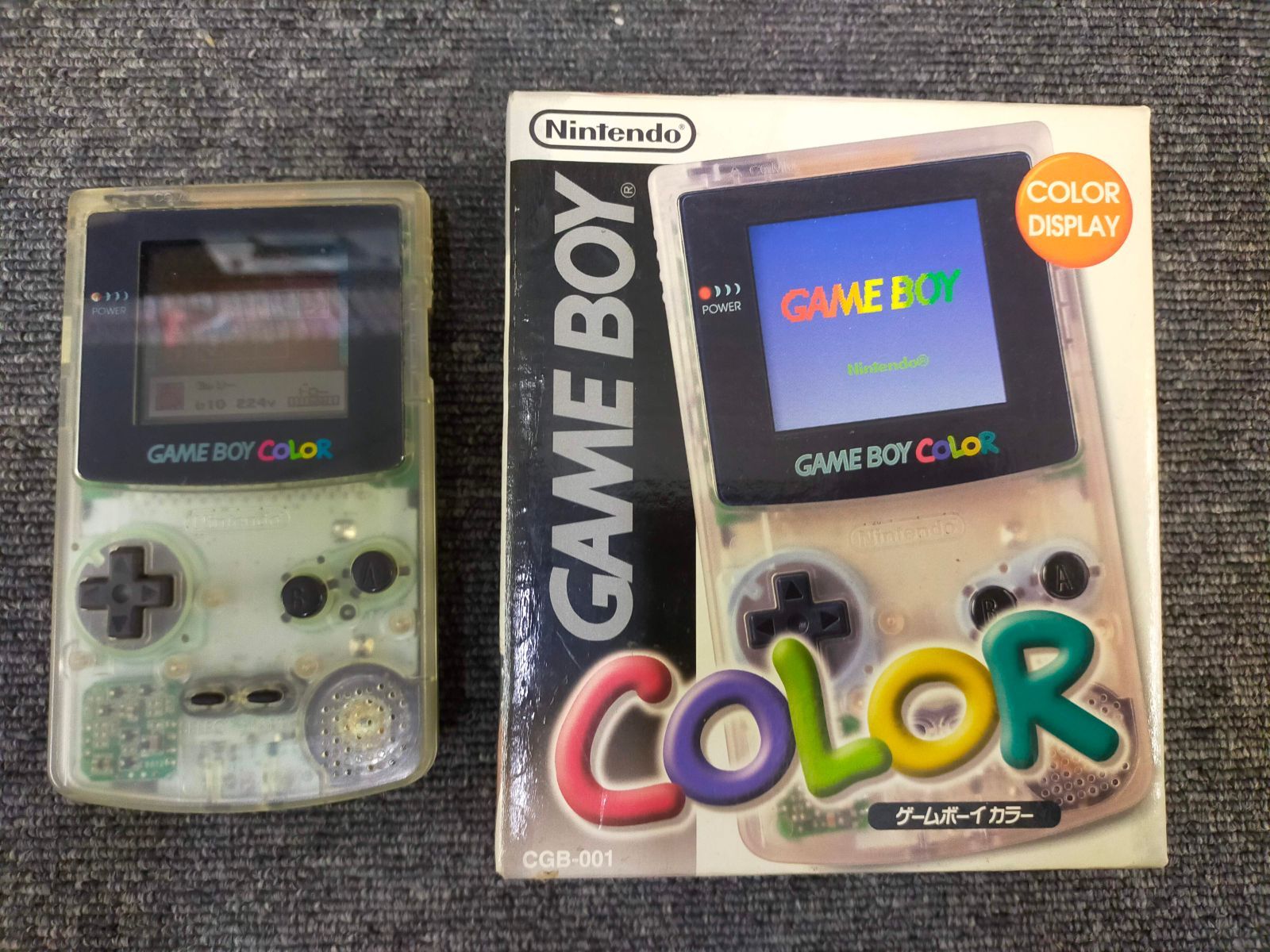ゲームボーイカラー クリア　元箱・取説付 ゲームボーイ カラー 箱付き 完品 説明書付き 電池カバー付き 6色