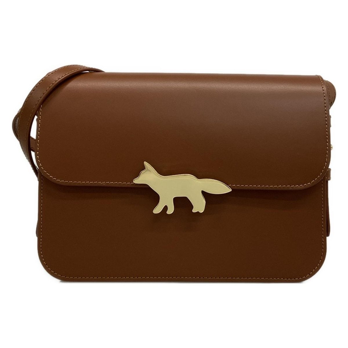 メゾンキツネ ブラウン ショルダーバッグ MAISON KITSUNE(メゾンキツネ) ショルダーバッグ美品 EDIE ラージ