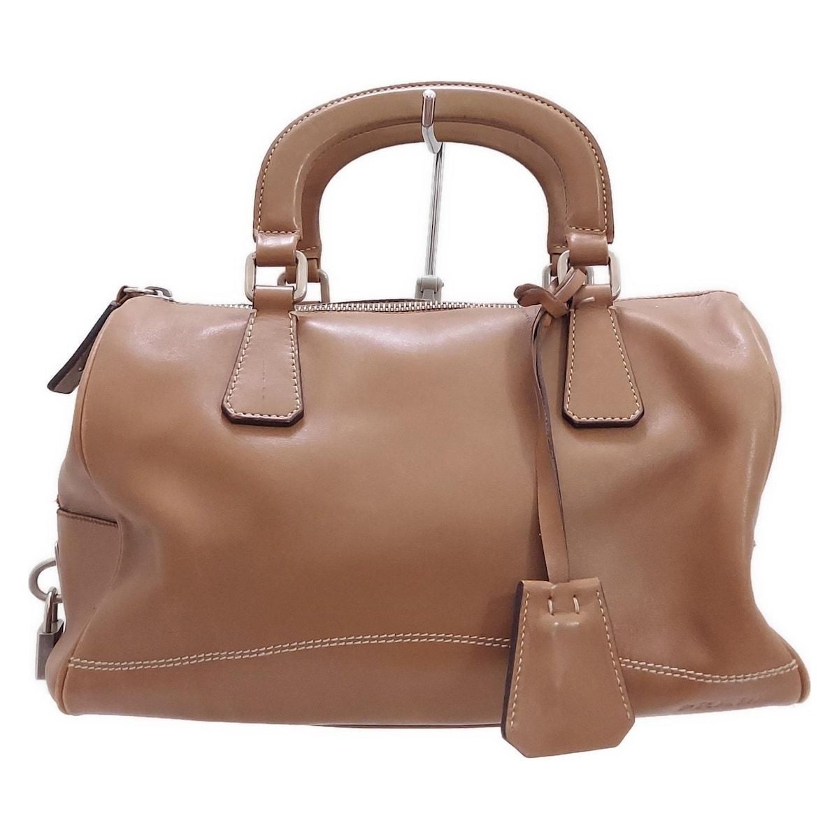 PRADA プラダ BN2135 ボストンバッグ ハンドバッグ レザー ブラウン 美品 袋 カード付 PRADA プラダ ロゴ 金具 レザー 本革 2way