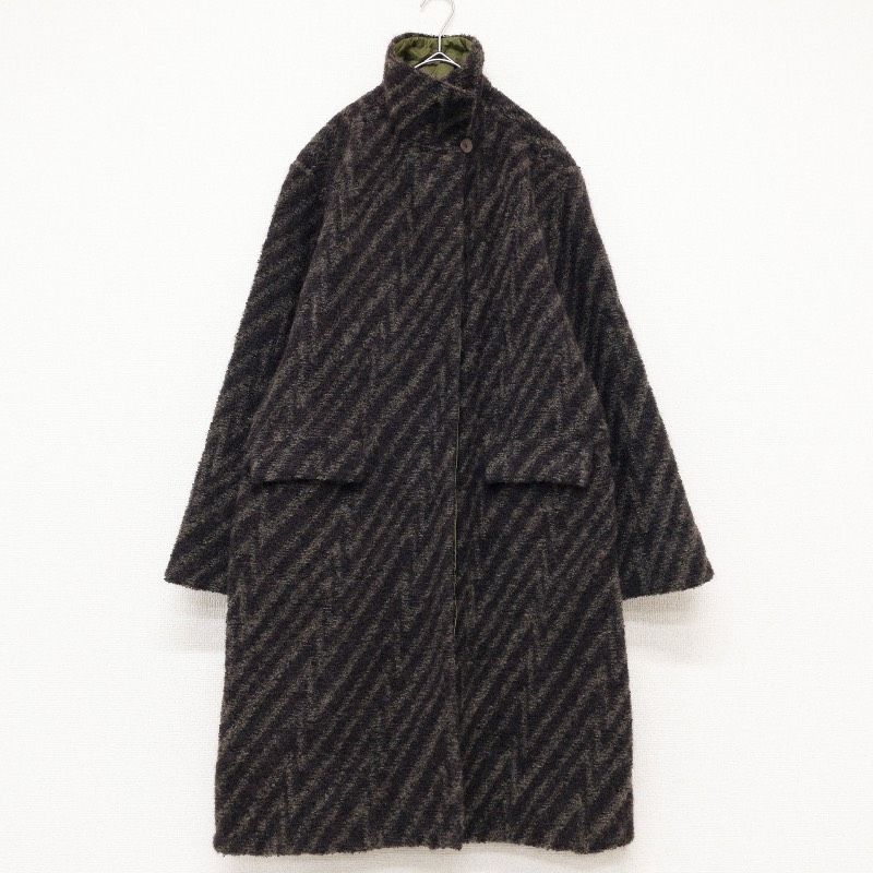 茄子の花様！ミッソーニ リバーシブル ウール　モヘア 幾何学模様 イタリア製 MISSONI ミッソーニ ロングコート リバーシブル モヘヤ ウール