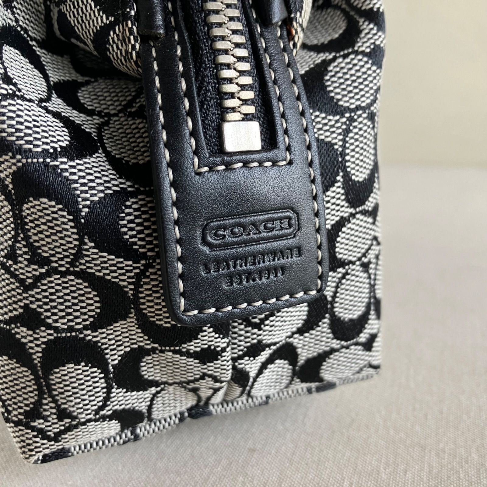 Coach Vintage Black Signature Canvas Leather Pouch Bag Purse y2k 