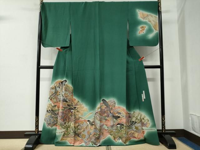 T29 京友禅伝統工芸士「樽本伊勢蔵」二枚折屏風 正絹生地 京の名工 和装着物 T29 京友禅伝統工芸士「樽本伊勢蔵」二枚折屏風 正絹生地 京