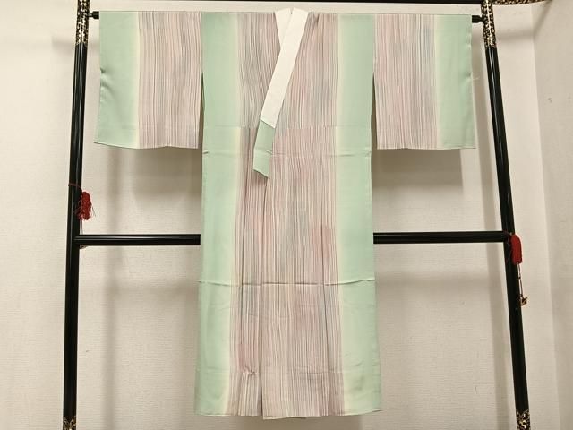 平和屋着物○奄美大島 長襦袢 無双仕立て 赤塚花穂 間道 暈し染め