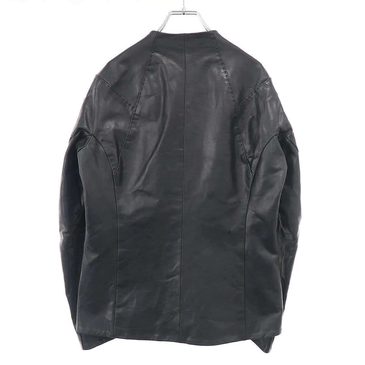 DEVOA デヴォア フライフロント ノーカラーカウレザージャケット