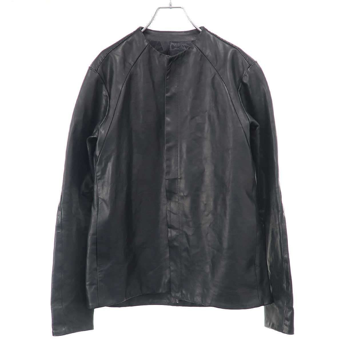 DEVOA デヴォア フライフロント ノーカラーカウレザージャケット