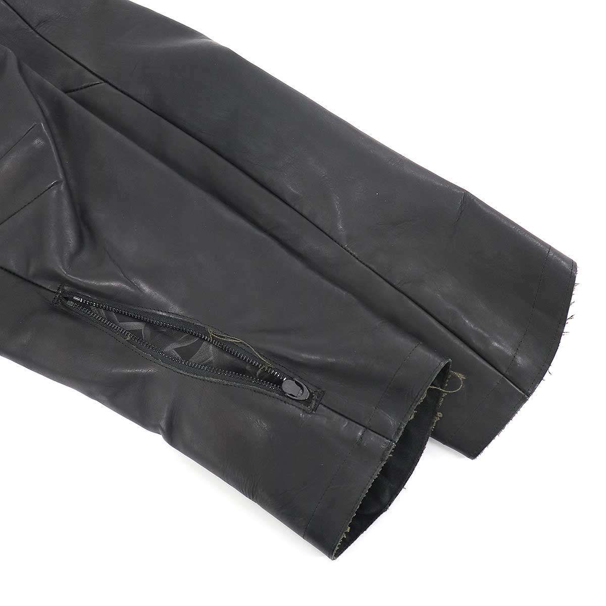 DEVOA サイズ3 レザーシングルライダースジャケット DEVOA デヴォア ノーカラーレザージャケット ブラック 3 - メルカリ