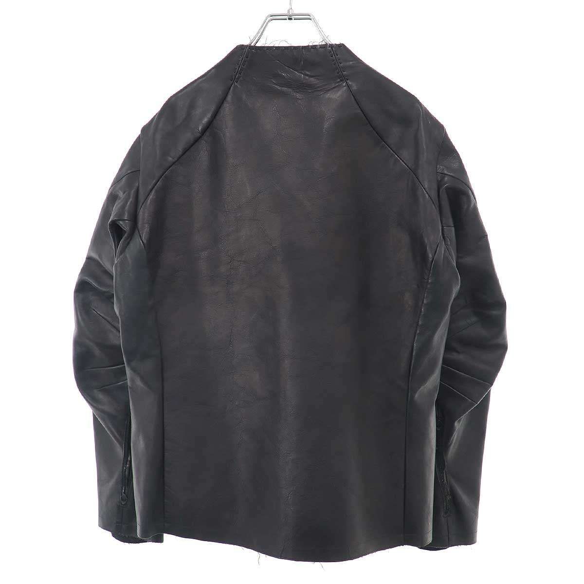 DEVOA デヴォア ノーカラーレザージャケット ブラック 3 - メルカリ