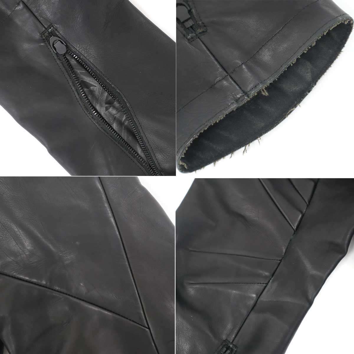 DEVOA デヴォア ノーカラーレザージャケット ブラック 3 - メルカリ