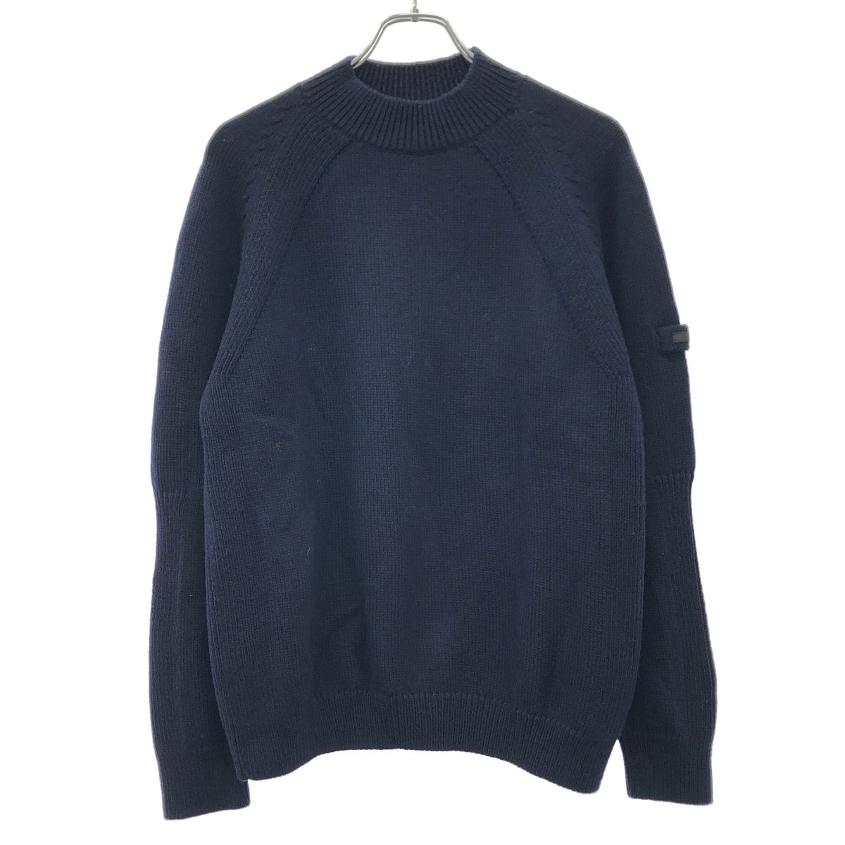 PRADA プラダ 20AW ウールローゲージモックネックニットセーター UMR477 MPG ネイビー 50