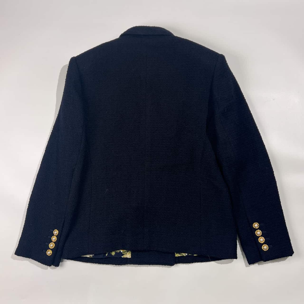 【超メルカリ市】INGEBORG ジャケット·スカート ２点 セット 上下 INGEBORG インゲボルグ セットアップ 裏地花柄 金ボタン ウール