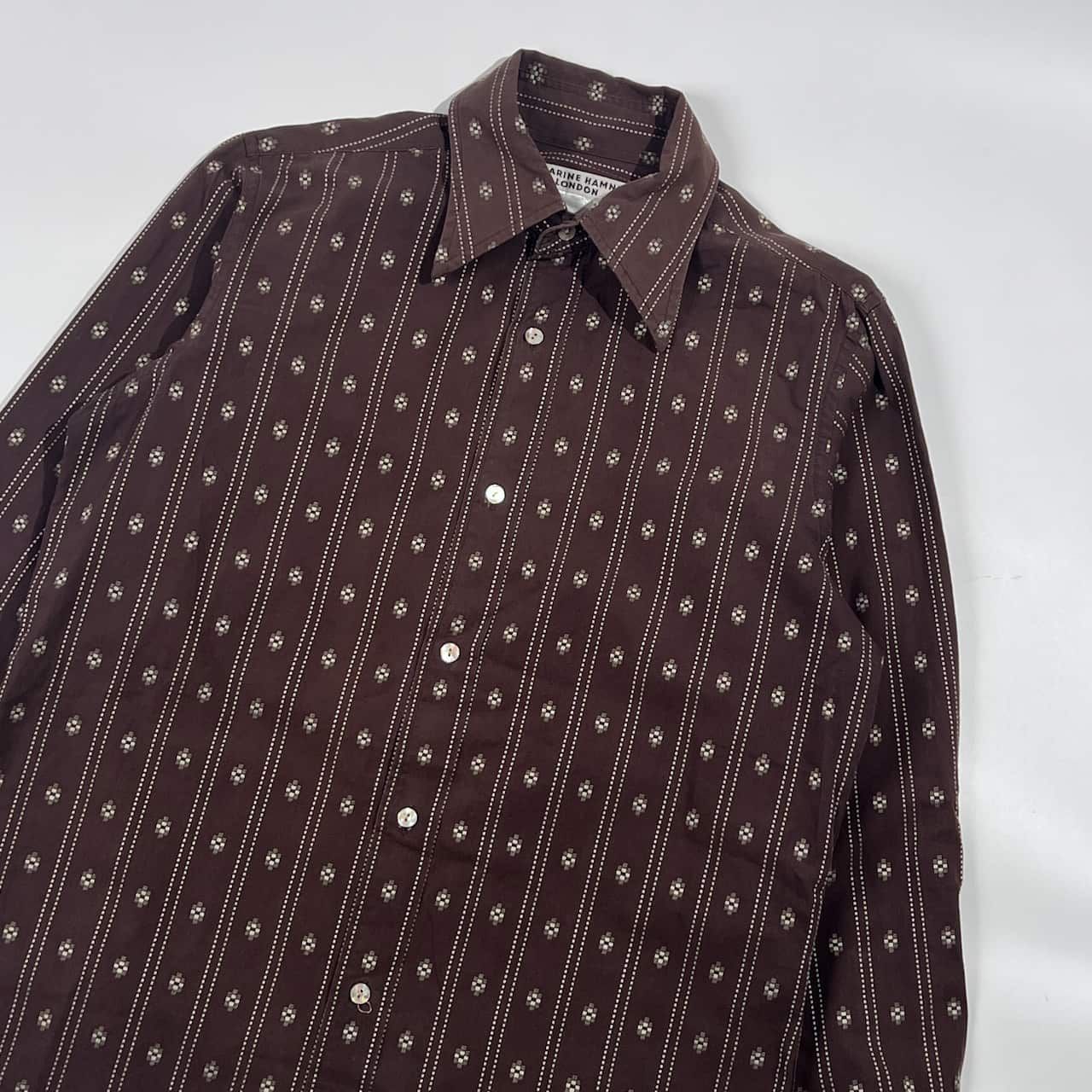 KATHARINE HAMNETT LONDON キャサリンハムネット ロンドン ストライプ柄 長袖シャツ M/ブラウン系 メンズ