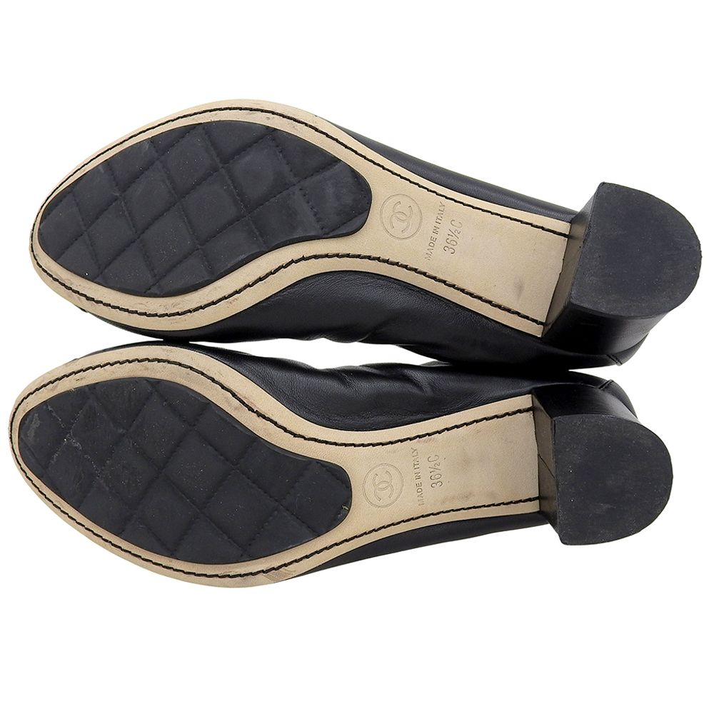 CHANEL シャネル 美品 ココマーク刺繍 ラウンドトゥ チャンキーヒール