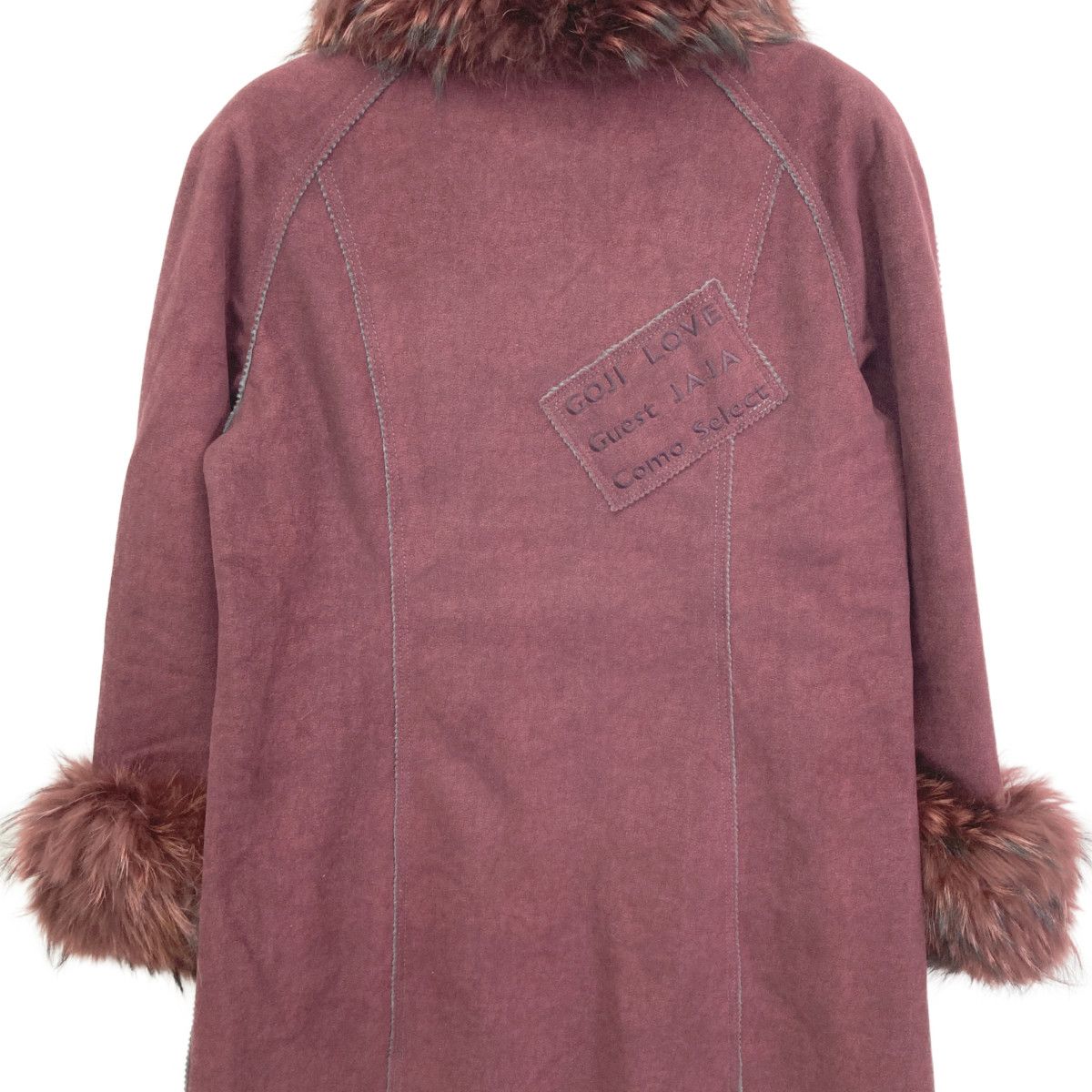 伊太利屋 ﾚｯﾄﾞ ﾌｪｲｸﾌｧｰ×毛皮 ﾛﾝｸﾞｺｰﾄ 11 - メルカリ