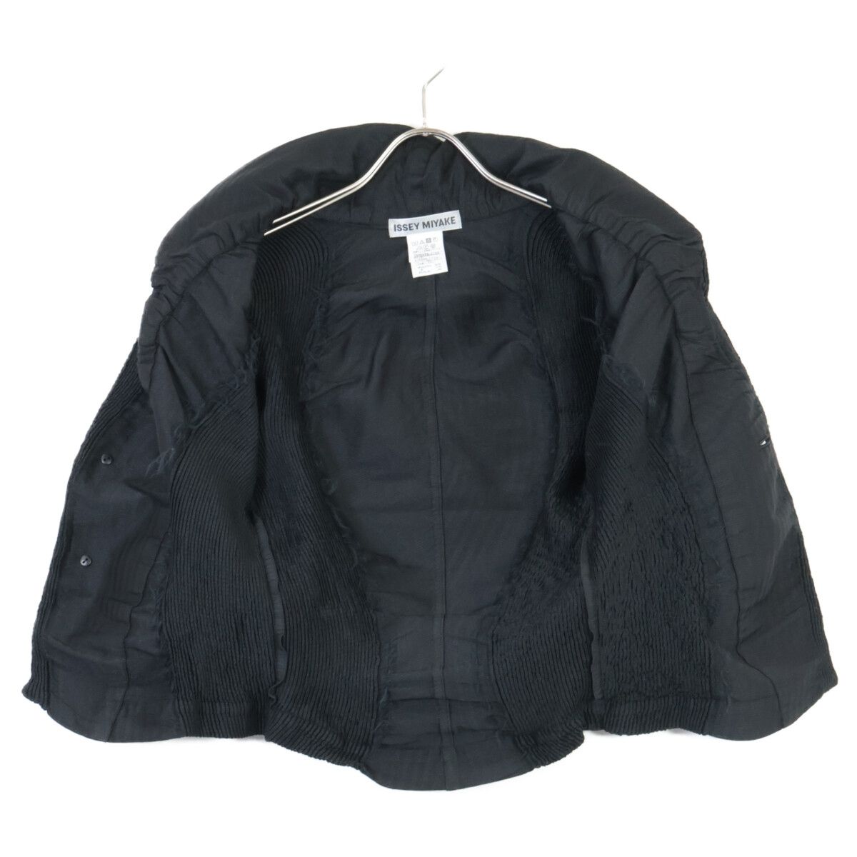 ISSEY MIYAKE イッセイミヤケ ﾌﾞﾗｯｸ 3Dｽﾁｰﾑ ｽﾄﾚｯﾁ 切替 ﾃｰﾗｰﾄﾞｼﾞｬｹｯﾄ 2