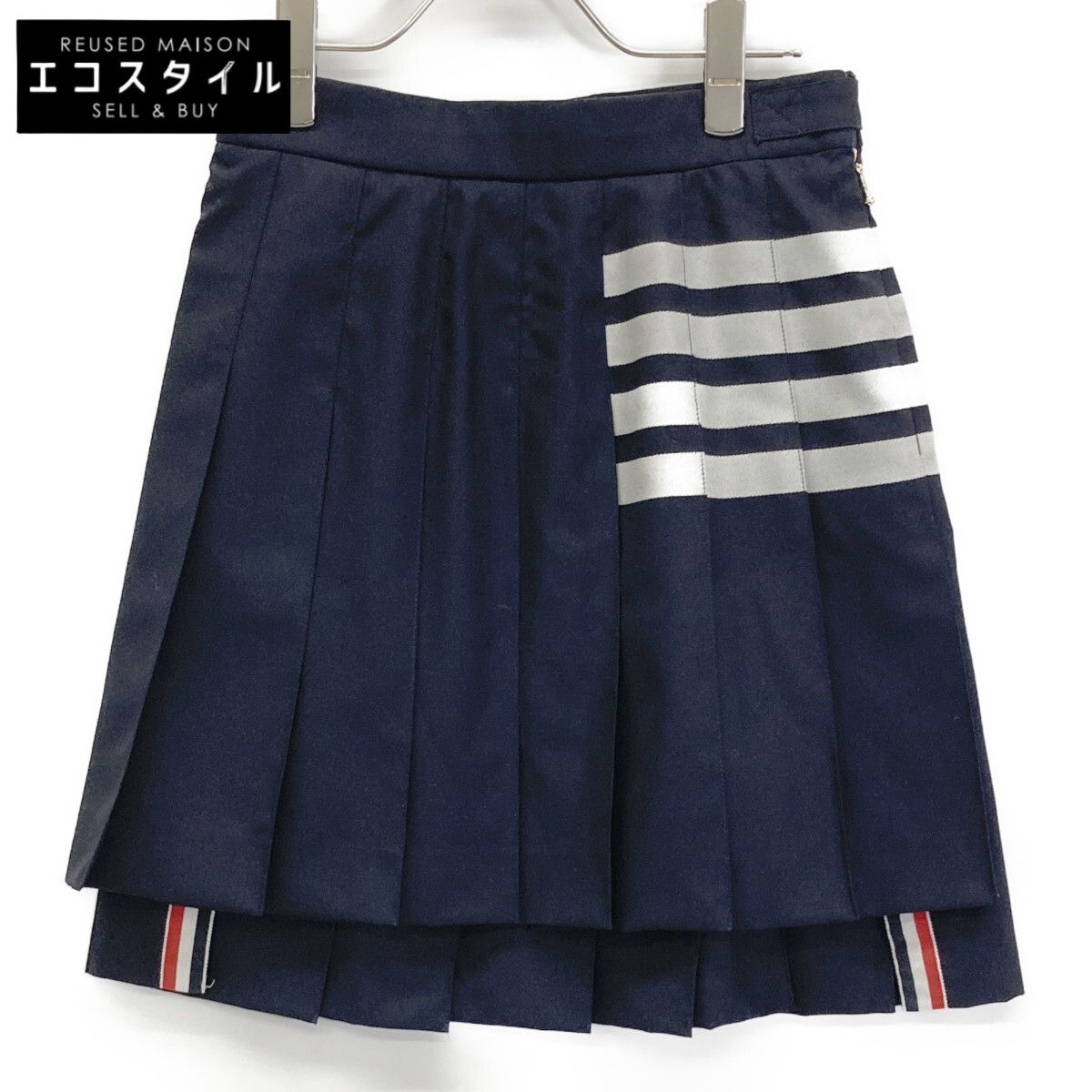 THOM BROWNE トムブラウン FGC402V-06146 ﾈｲﾋﾞｰ 平織り4BARﾌﾟﾘｰﾂﾐﾆｽｶｰﾄ  