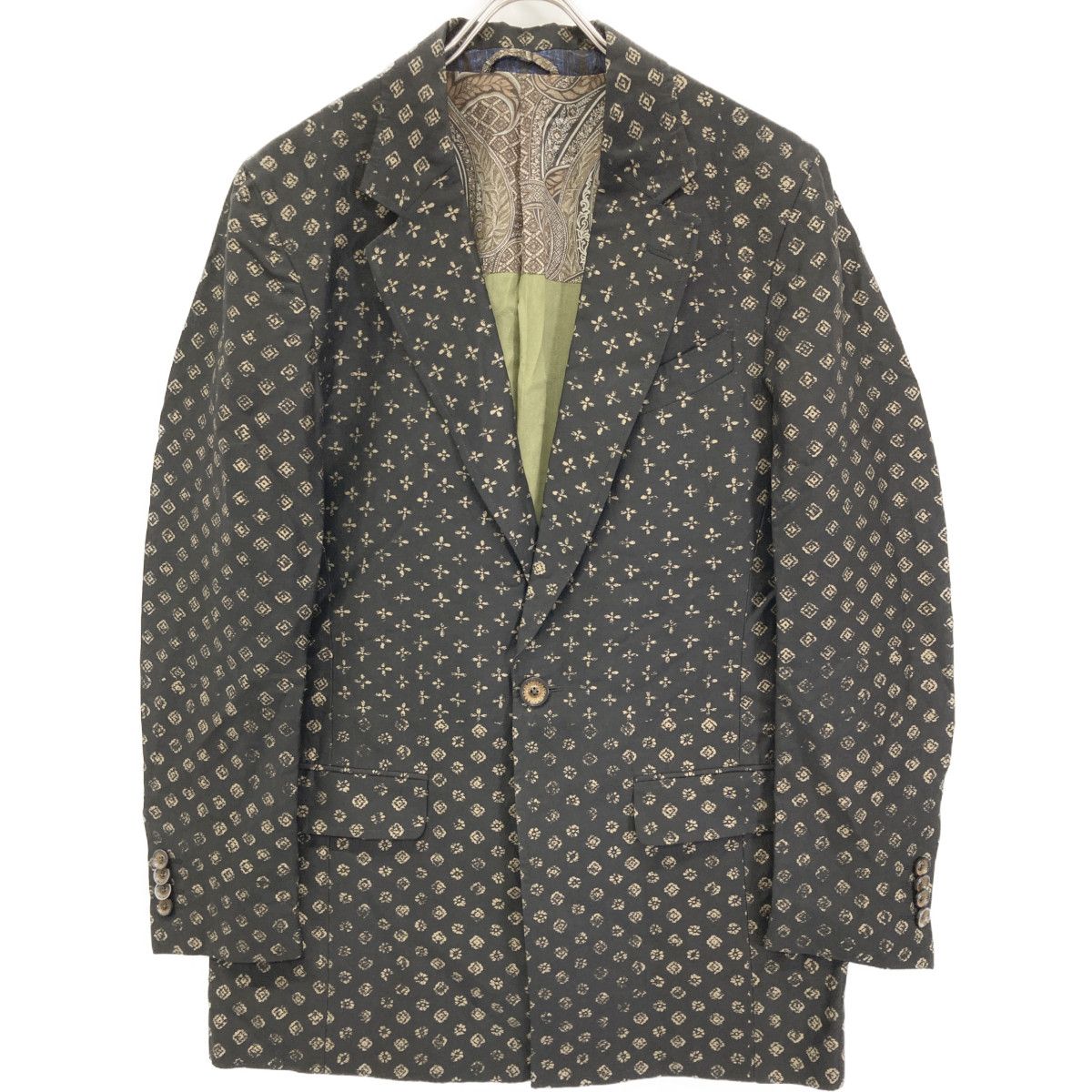 ETRO エトロ ﾌﾞﾗｯｸ ﾘﾈﾝ混 裏地ﾍﾟｲｽﾞﾘｰ ｼﾞｬｹｯﾄ 46 - メルカリ