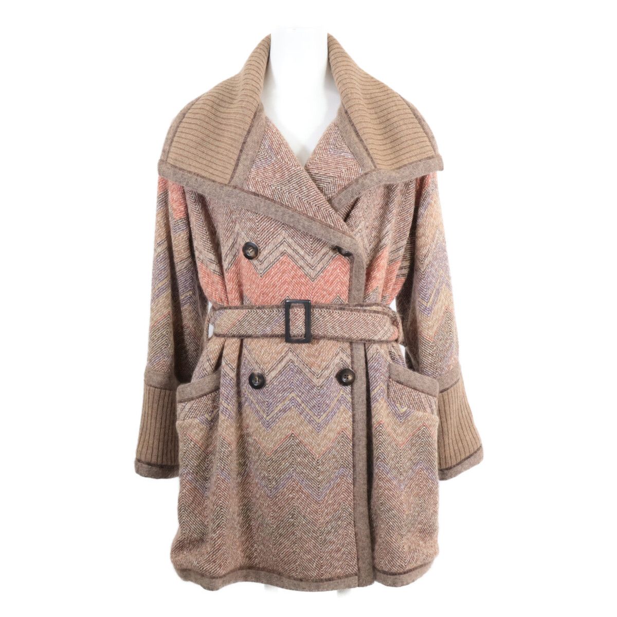 MISSONI ミッソーニ ﾍﾞﾙﾄ付き ﾀﾞﾌﾞﾙ釦 ﾆｯﾄｼﾞｬｹｯﾄ 42 - メルカリ