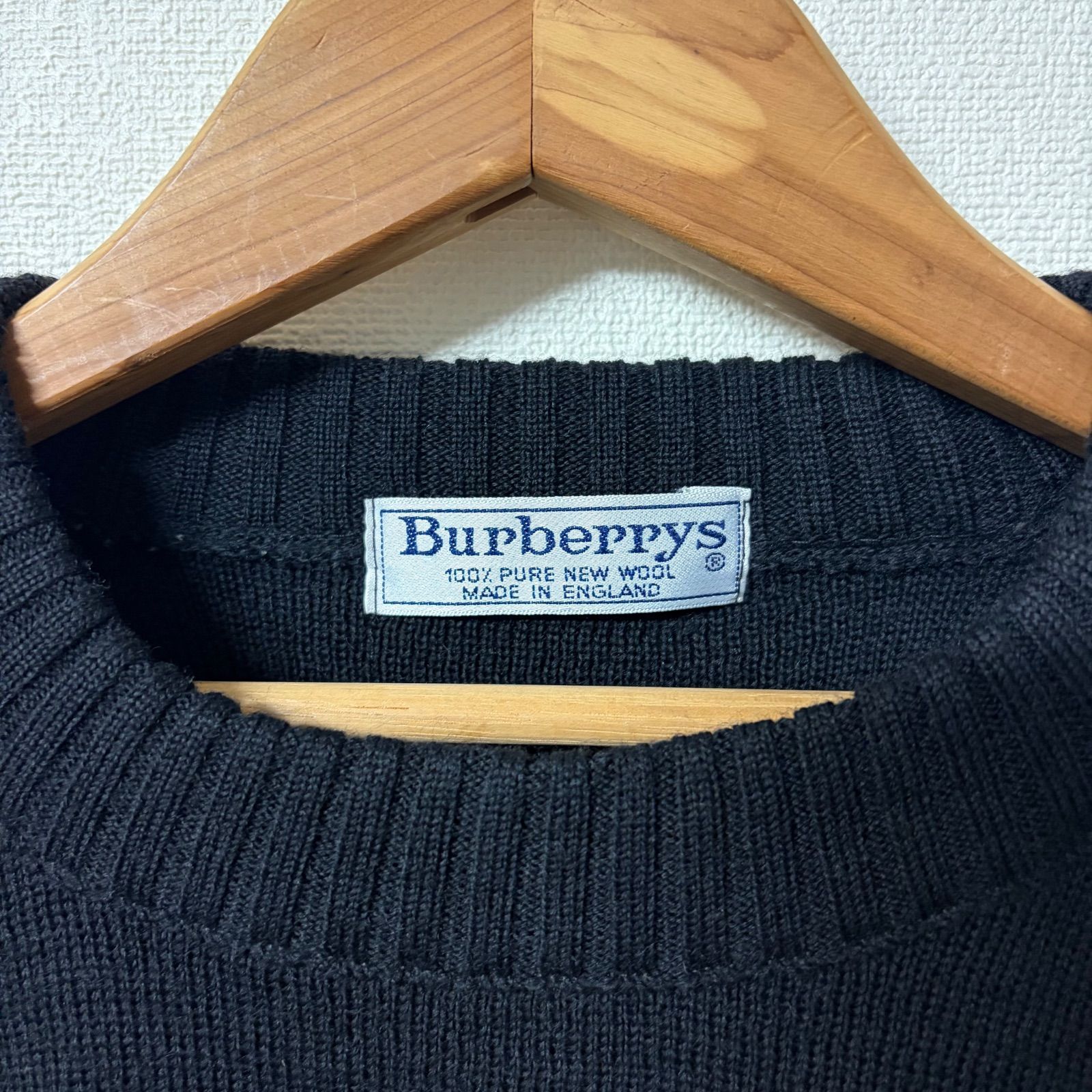 90s Burberrys バーバリー 英国製 ウールニット セーター ショルダー