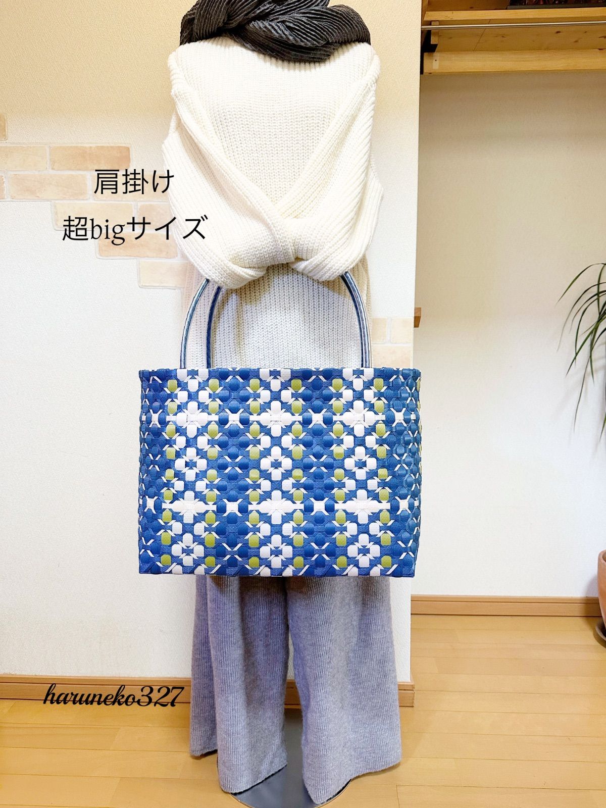 プラカゴバッグ　超bigサイズ（藍色） プラカゴバッグ スパバッグ 超bigサイズ（藍色） - メルカリ