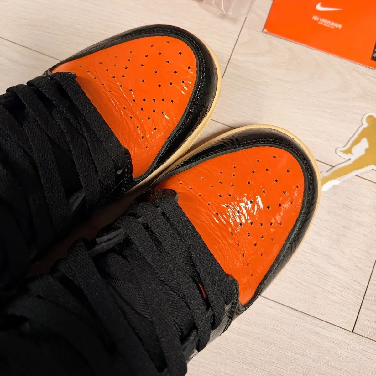 ナイキ エア ジョーダン 1 ブラック オレンジ OG レトロ ハイ 250(7Y