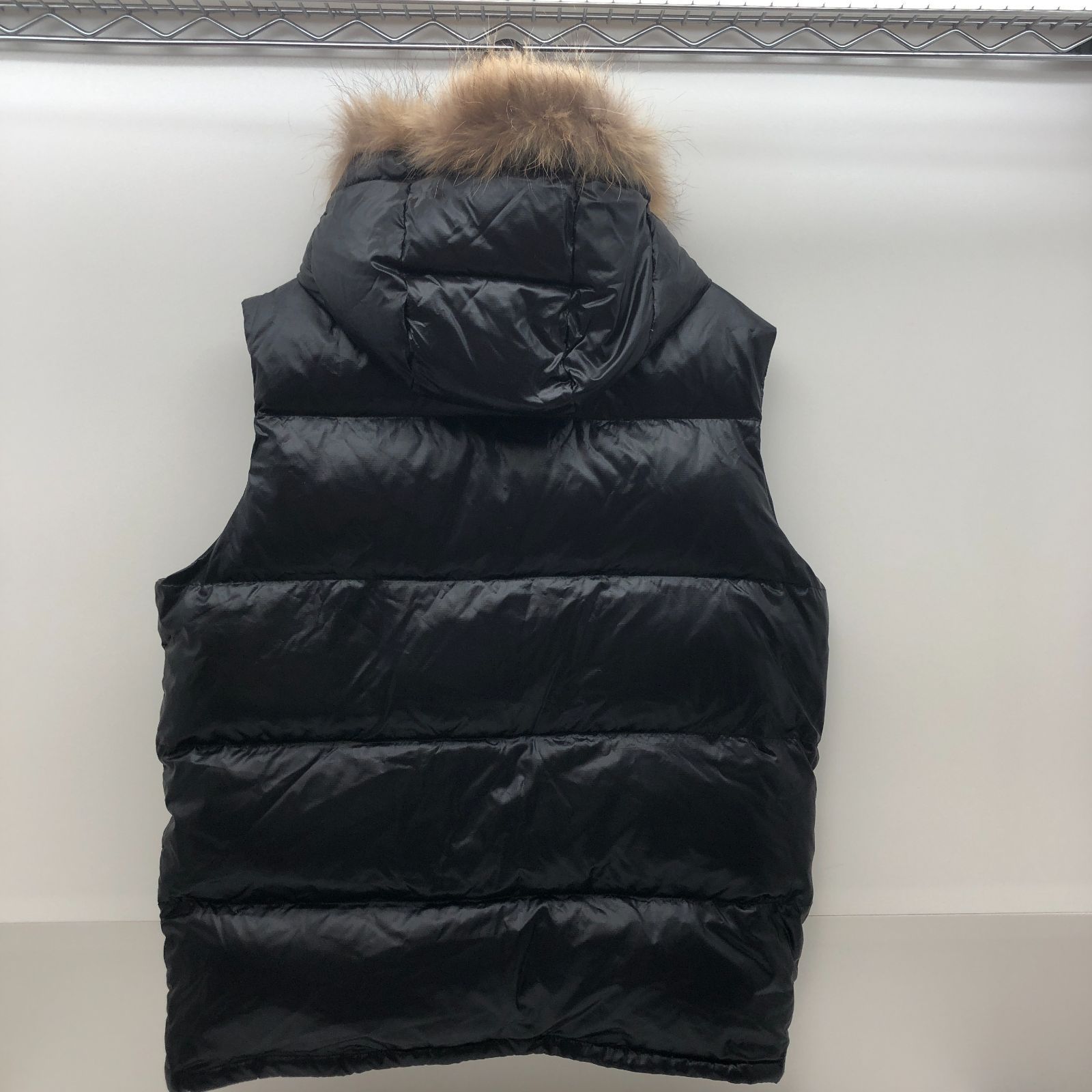 CAMP7 ダウンベスト ファー フード取り外し ブラック 光沢 XL キャンプ