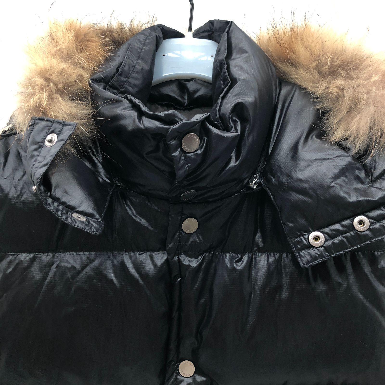 CAMP7 キャンプセブン 光沢 ダウンベスト 2way ファー フード付き 黒