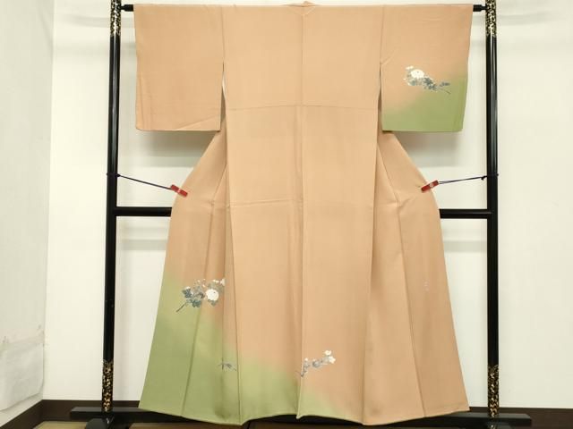 平和屋着物□十日町友禅 女流作家 遠田藤舟 訪問着 枝菊 桔梗 暈し染め