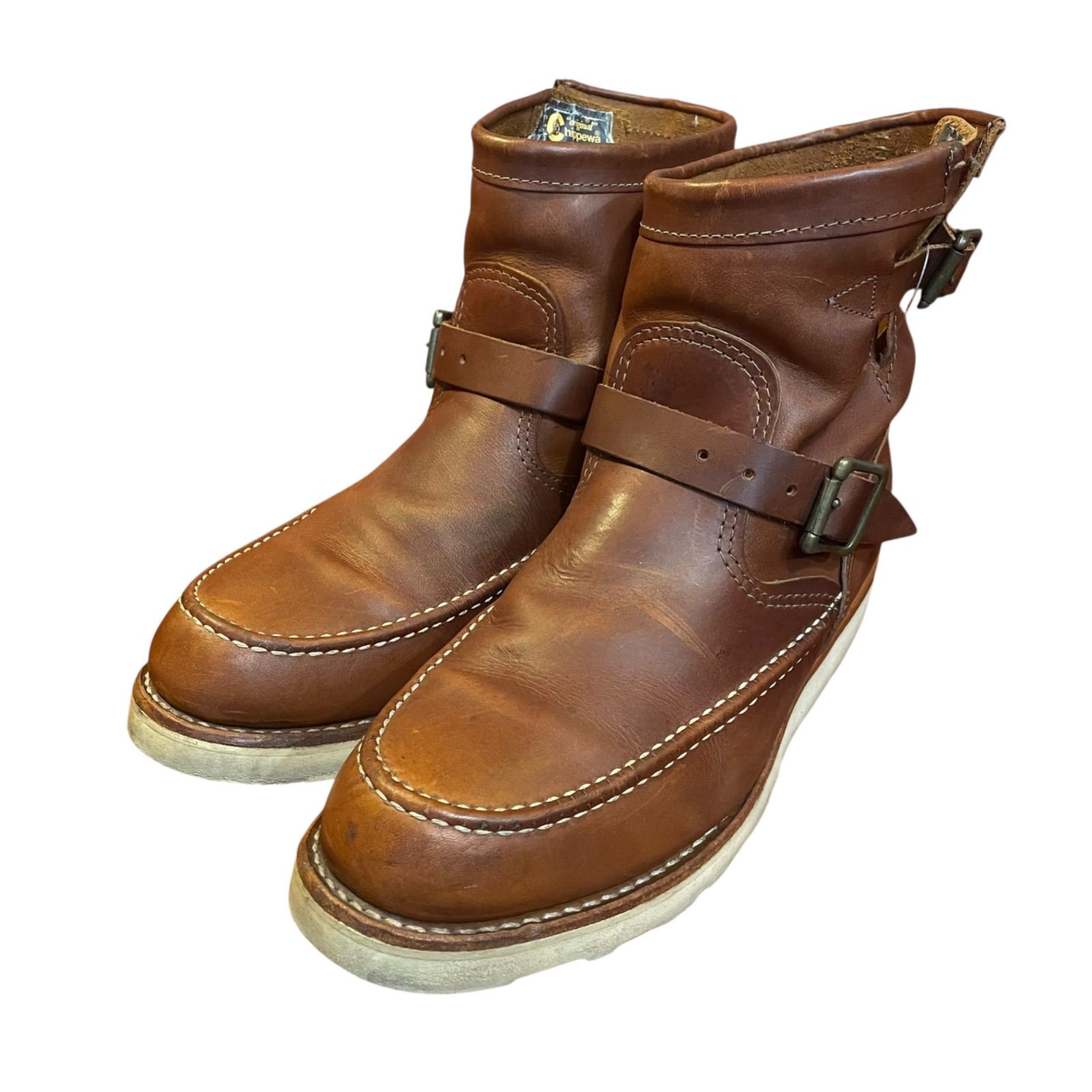 80s CHIPPEWA 7” Moc Short Engineer Boots 茶 9E 27.5cm チペワ