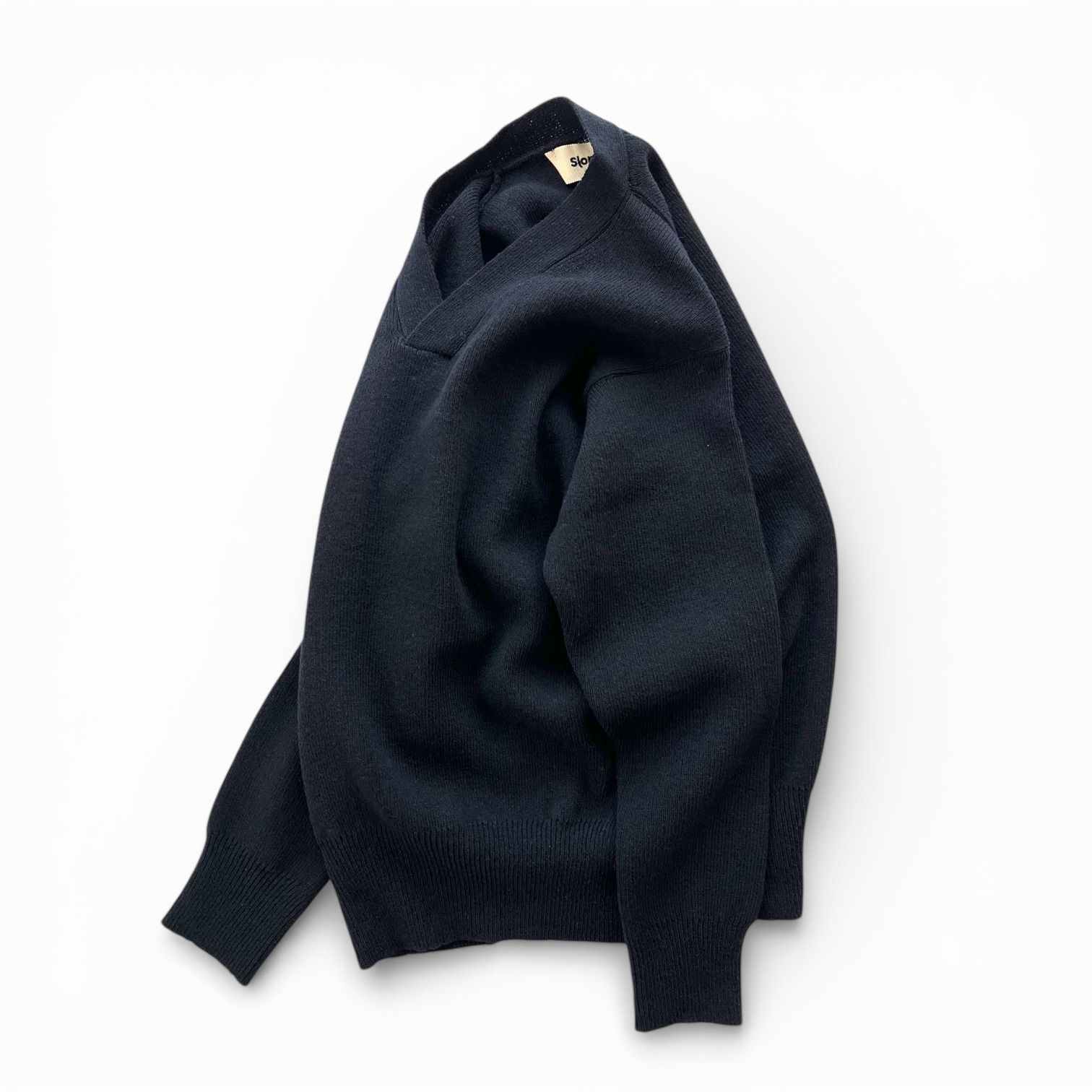 slopeslow スロープスロウ Hard twisted Shetland wool cross V neck 