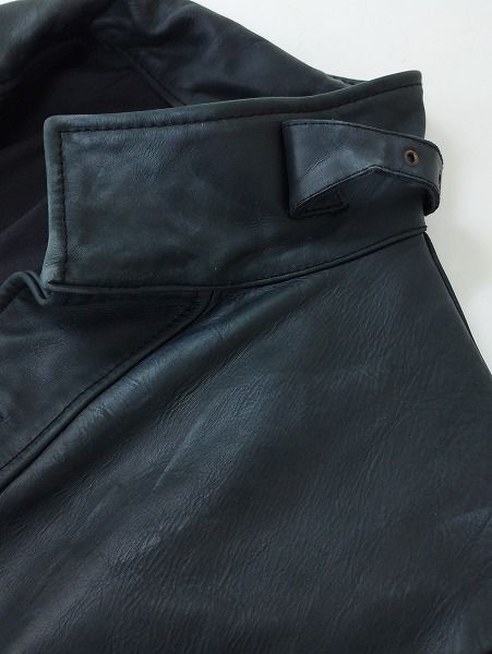 L853 [人気] MORGAN HOMME モルガンオム レザーコート L ブラック