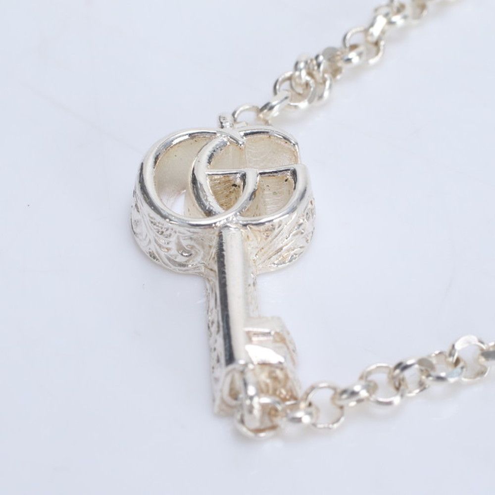 極美品 グッチ シルバー 925 7.8g ダブル G キーチャーム ブレスレット