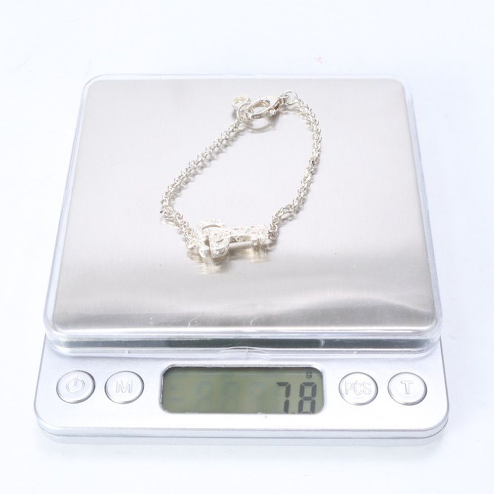 極美品 グッチ シルバー 925 7.8g ダブル G キーチャーム ブレスレット