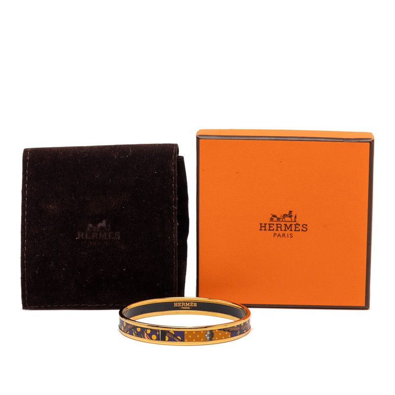 エルメス エマイユPM 七宝焼き ゴールド ブラック マルチカラー メッキ