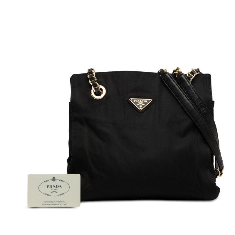 プラダ 三角ロゴプレート チェーンショルダーバッグ B4418 ブラック