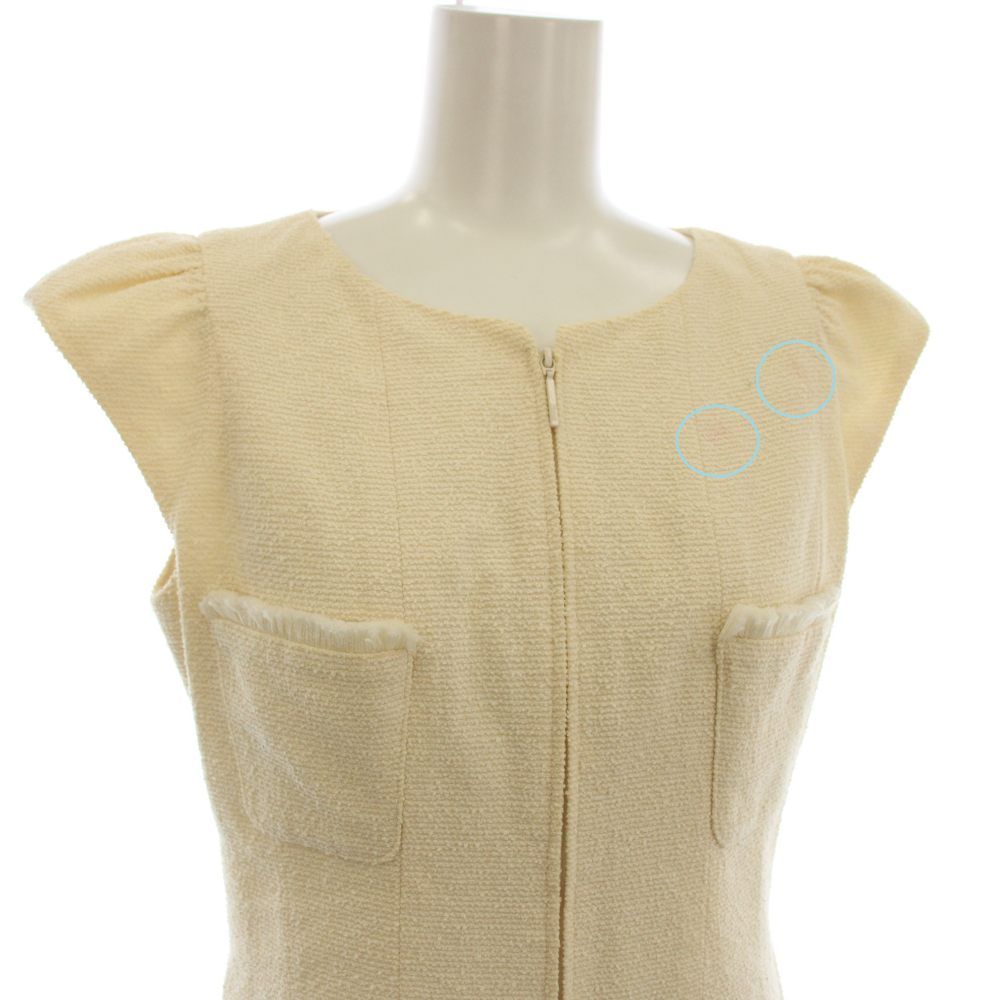 ☆Rene ルネ☆ワンピース ひざ丈 ピンクベージュ フレンチスリーブ ルネ Rene ワンピース フレンチスリーブ フリンジ ひざ丈 32