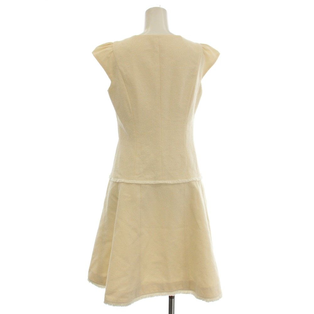 ☆Rene ルネ☆ワンピース ひざ丈 ピンクベージュ フレンチスリーブ ルネ Rene ワンピース フレンチスリーブ フリンジ ひざ丈 32