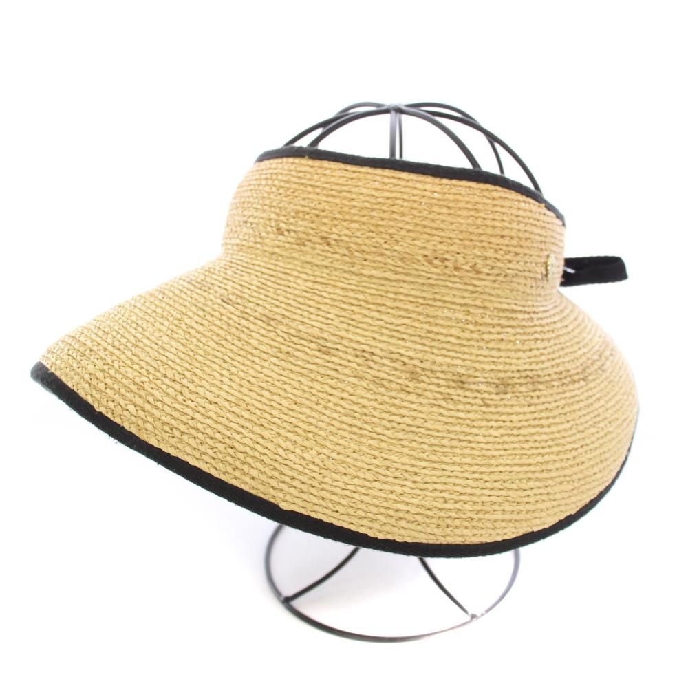 HELEN KAMINSKI 麦わら帽子 ベージュ/ブラック ヘレンカミンスキー HELEN KAMINSKI サンバイザー 麦わら帽子 バイ