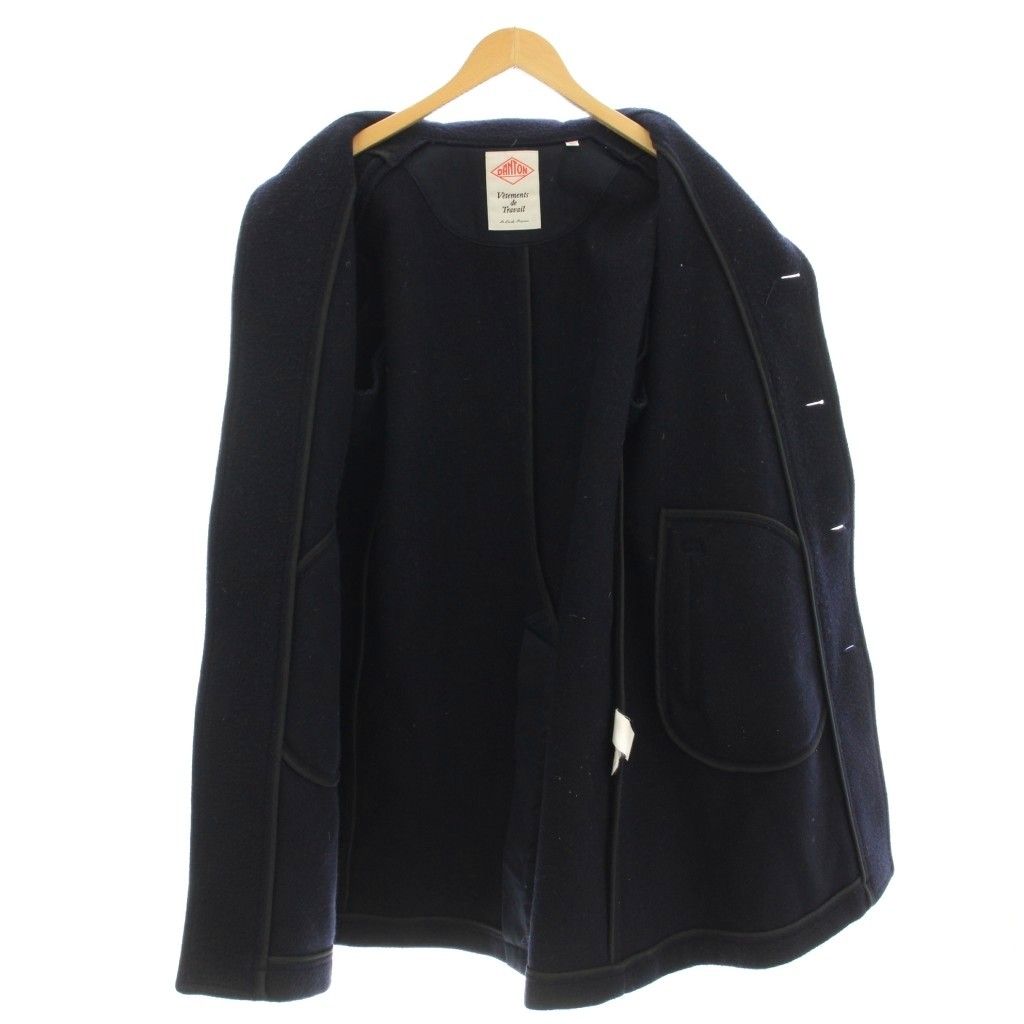 ダントン DANTON ウールモッサ ロングコート ステンカラー 40 ネイビー