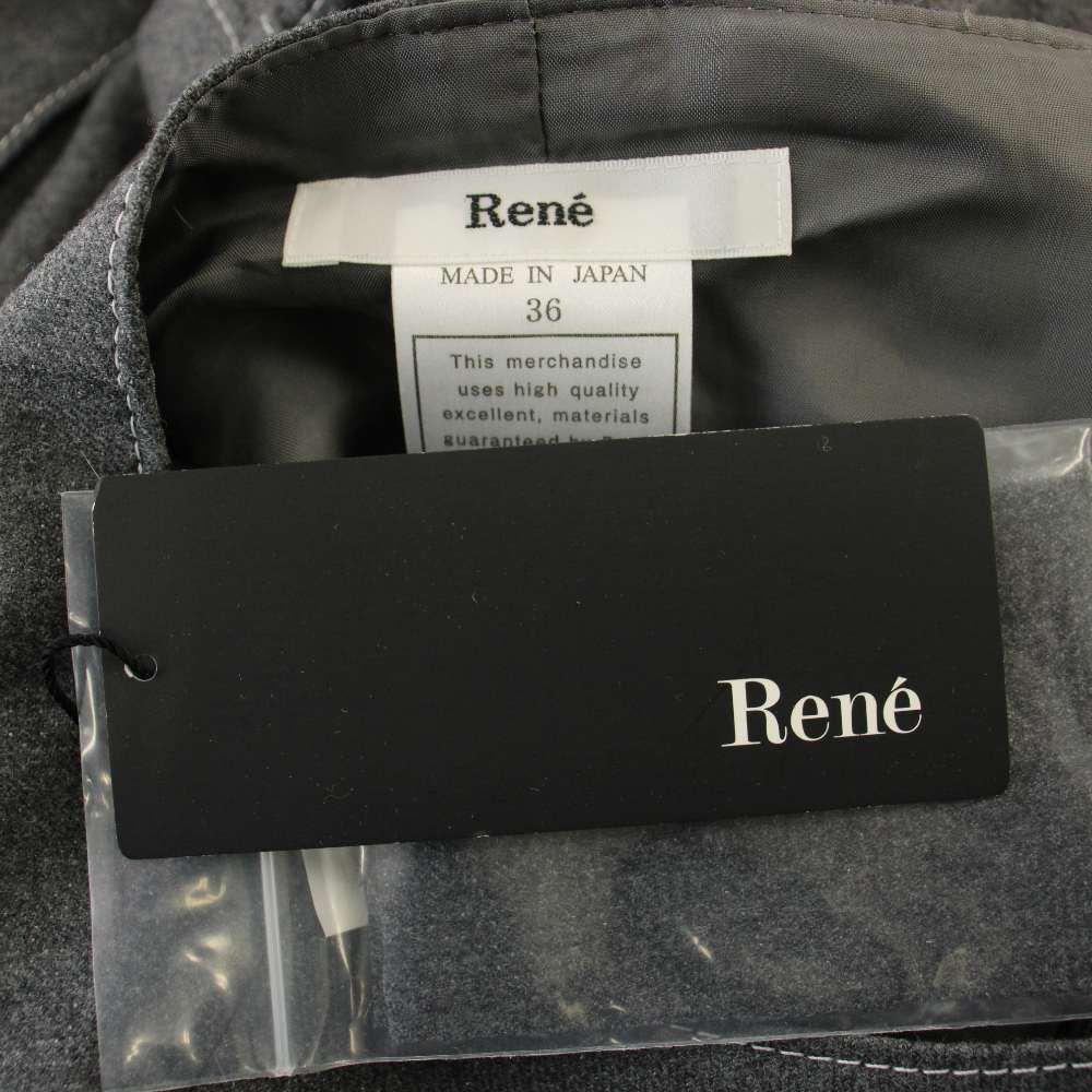 ルネ Rene ノースリーブ ワンピース ウール混 ひざ丈 36 グレー  