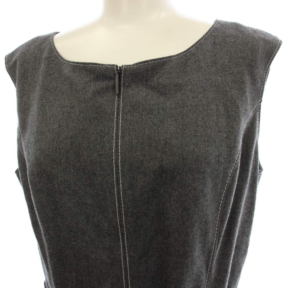 ぷー　美品　ルネ　René ノースリーブ グレー ワンピース 38 ルネ Rene ノースリーブ ワンピース ウール混 ひざ丈 36 グレー