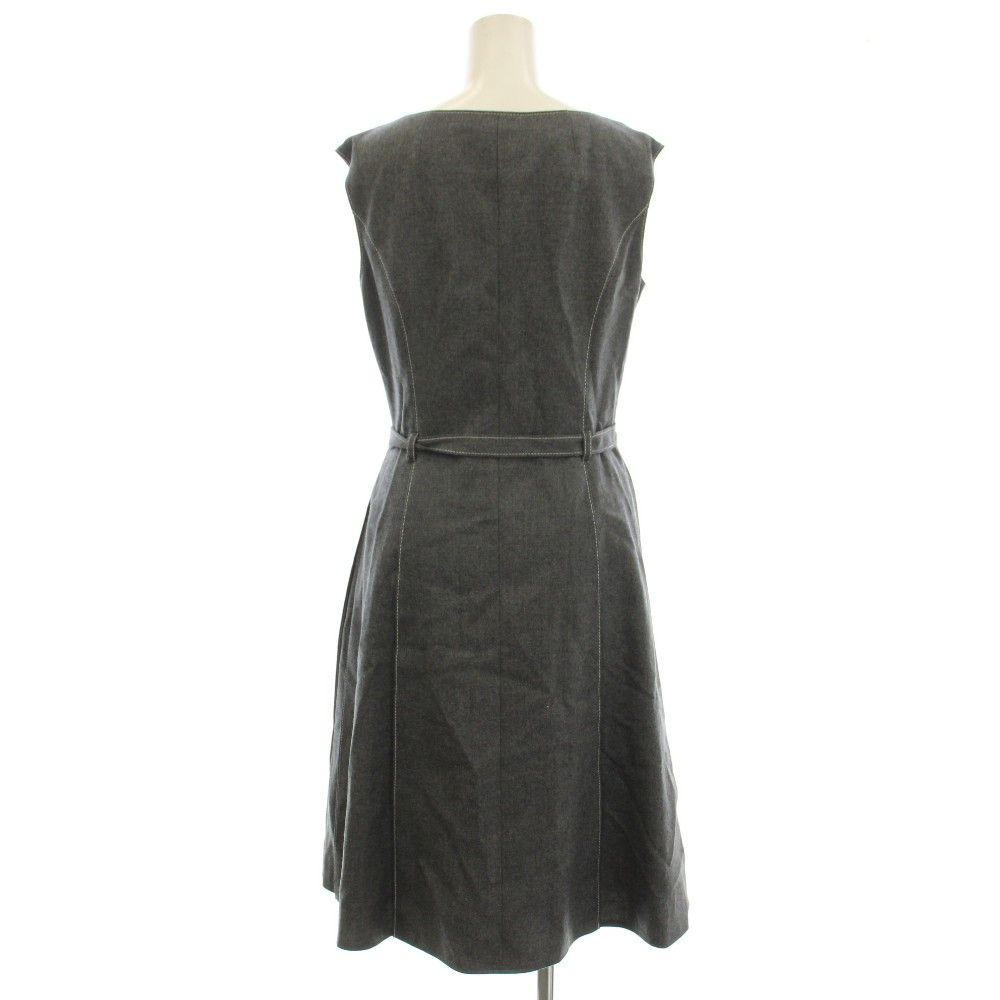 ルネ Rene ノースリーブ ワンピース ウール混 ひざ丈 36 グレー