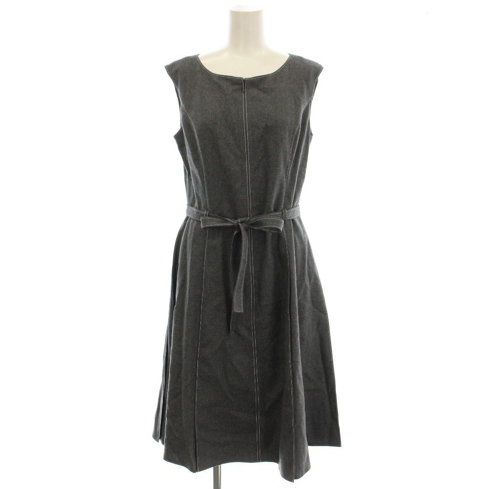 ルネ Rene ノースリーブ ワンピース ウール混 ひざ丈 36 グレー