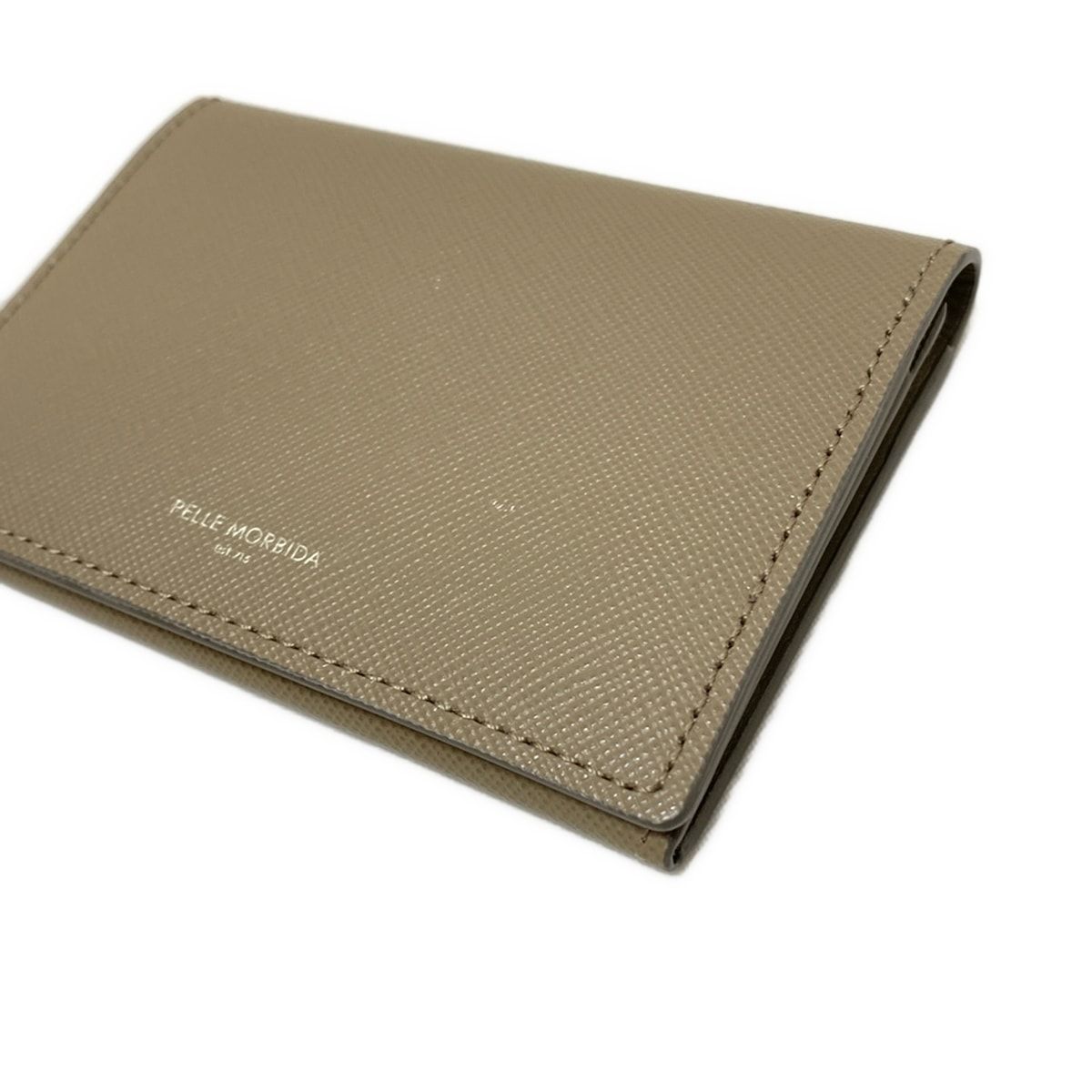 pelle morbida(ペッレモルビダ) カードケース - グレーベージュ レザー