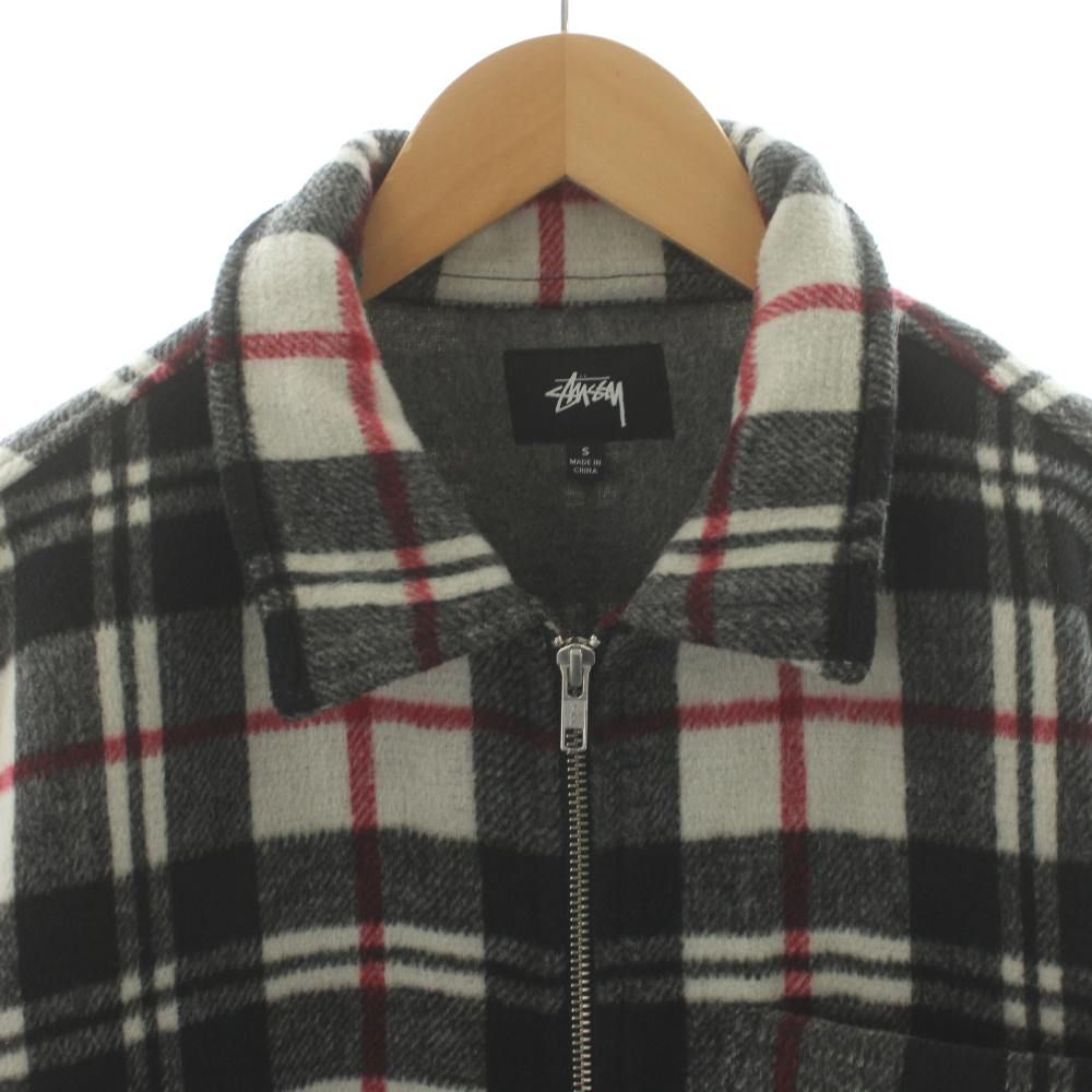 ステューシー STUSSY ジャケット ジップアップ チェック柄 S 黒