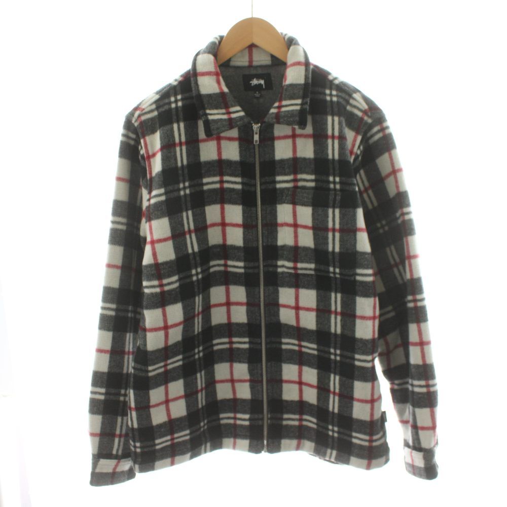 ステューシー STUSSY ジャケット ジップアップ チェック柄 S 黒