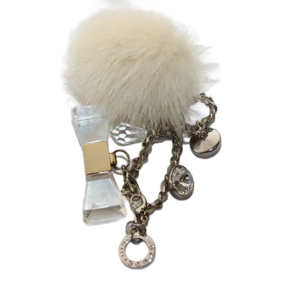 アンテプリマ ANTEPRIMA バッグチャーム 白 ホワイト ポンポン リボン