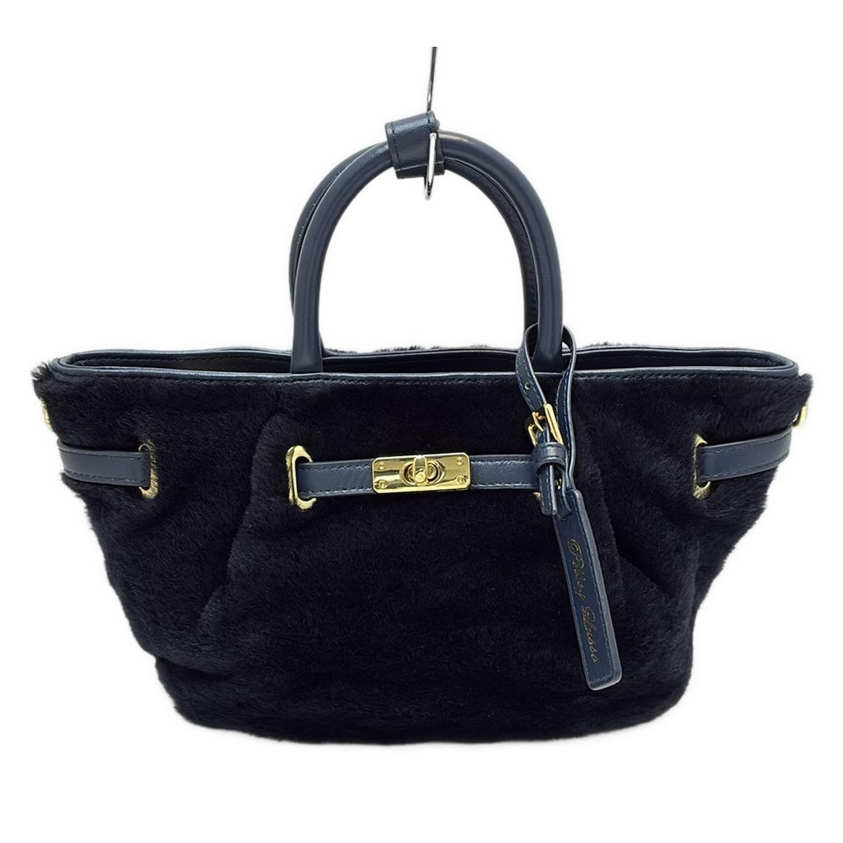 Pelley Lusso(ペレリールッソ) ハンドバッグ美品 - ダークネイビー