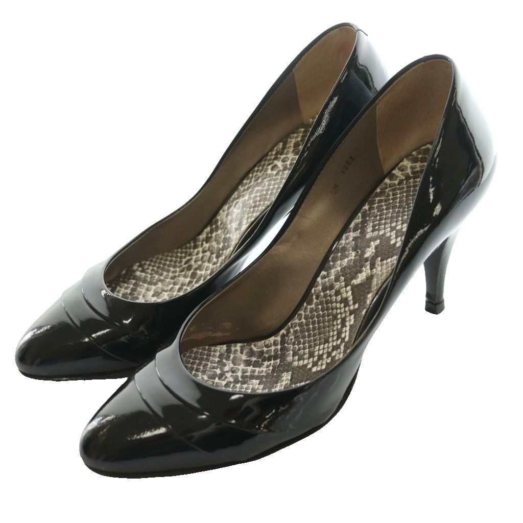 銀座かねまつ GINZA Kanematsu パンプス エナメル 23cm 黒 ブラック